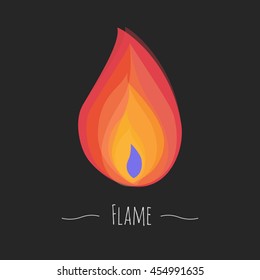 bright cartoon flame icon black background
