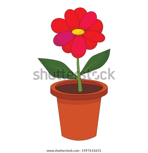 Bright Cartoon Flower Pot Isolated On Stock Vector (Royalty Free ...