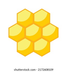 Bright cartoon icon of honeycombs. Natural farm product. Decorative flat vector element for jar of honey, promo poster