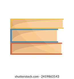 Bright cartoon illustration of stack of books. Graphic print concept of reading, knowledge, studying and education. Vector colorful school and science element