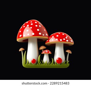 Bright cartoon mushroom with a red hat. Vector illustration