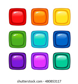 Bright cartoon rainbow vector buttons for web or game ui design