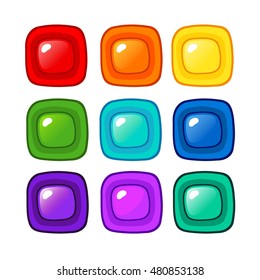 Bright cartoon rainbow vector buttons for web or game ui design