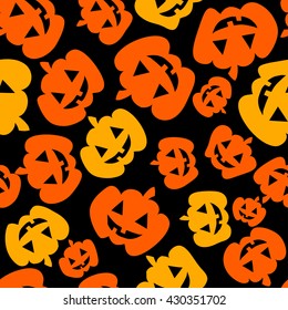 Bright cartoon seamless pattern background with Halloween pumpkins