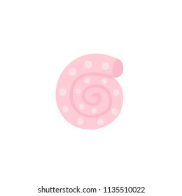 Bright cartoon seashell icon. Colorful shellfish symbol isolated on white background. Vector illustration.