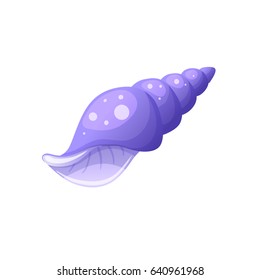 Bright cartoon seashell icon. Colorful shellfish symbol isolated on white background. Vector illustration.