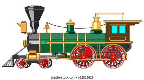 Bright cartoon steam locomotive