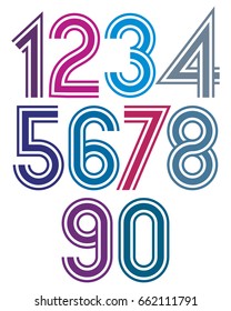 Bright cartoon striped extensive numbers with rounded corners.