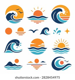 Bright cartoon style vector art of tropical fish dolphins octopus and seahorse