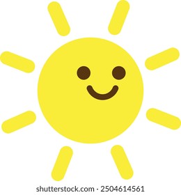 Bright cartoon sun with a happy face, ideal for educational and children's themes.