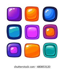 Bright cartoon vector buttons for web or game ui design