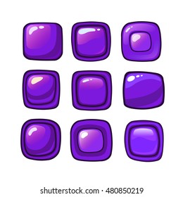 Bright cartoon violet vector buttons for web or game ui design