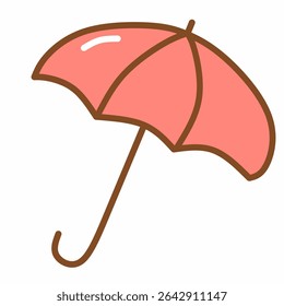A bright cartoon-style umbrella vector icon in flat color. Great for weather design, rainy day themes, monsoon season, or travel-related accessories. Ideal for both web and print.