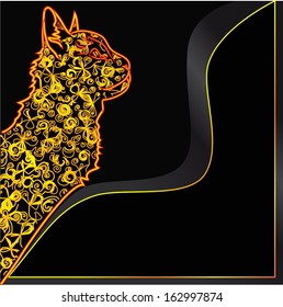 bright cat on a black background