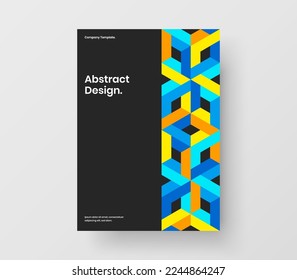 Bright catalog cover design vector template. Modern geometric tiles corporate identity layout.