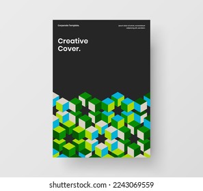 Bright catalog cover vector design layout. Clean geometric pattern corporate identity template.