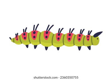 Helle Caterpillar-Säule als Larval-Stufe des Insektenkrabbelns und der Creeping-Vektorgrafik