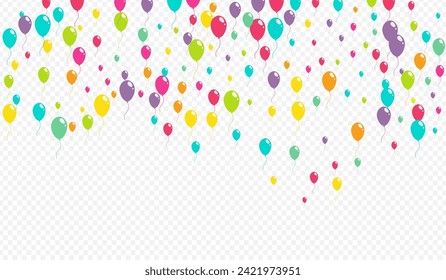 Bright Celebrate Ballon Vector Transparent Background. Holiday Baloon Design. Cartoon Jubilee Texture. Cute Anniversary Inflatable Ball Cover.