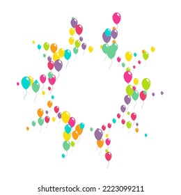 Bright Celebrate Balloon Vector  White Background. Design Baloon Texture. Multicolor Anniversary Illustration. Pink and Blue Surprise Ballon Pattern.