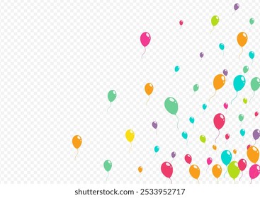 Bright Celebrate Baloon Vector Transparent Background. Inflatable Balloon Template. Cartoon Party Illustration. Cute Glossy Ballon Cover.