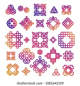 Bright celtic knots of set isolated on white background. Vector illustration