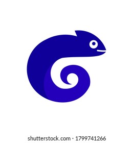 Bright chameleon. Logo. Isolated chameleon on white background. Vector illustration.