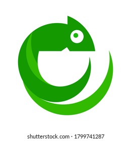 Bright chameleon. Logo. Isolated chameleon on white background. Vector illustration.