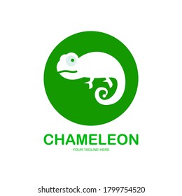 Bright chameleon. Logo. Isolated chameleon on white background. Vector illustration.