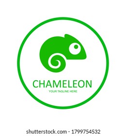 Bright chameleon. Logo. Isolated chameleon on white background. Vector illustration.