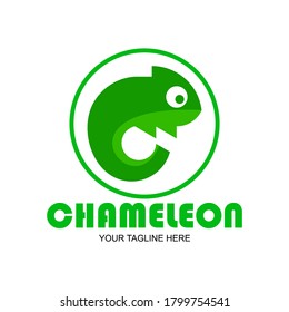 Bright chameleon. Logo. Isolated chameleon on white background. Vector illustration.