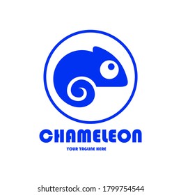 Bright chameleon. Logo. Isolated chameleon on white background. Vector illustration.