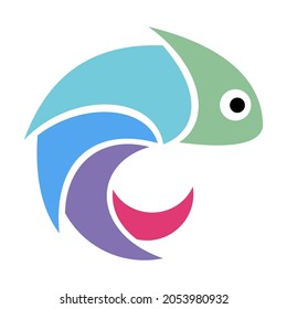 Bright chameleon. Logo. Isolated chameleon on white background. Vector illustration.