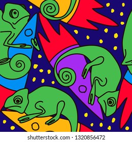 Bright chameleon travels