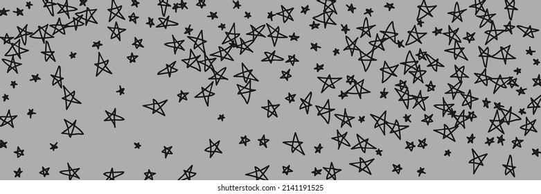 Bright Chaotic Kids Art Graphic Childish Handdrawn Stars. Stars Black Retro Gray Black Chaotic Graphic Handdrawn Picture. Sky Simple Night Grey Monochrome Dark Naive Stars Wallpaper.