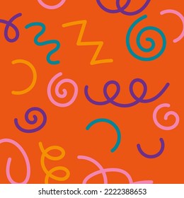 bright chaotic lines on an orange background