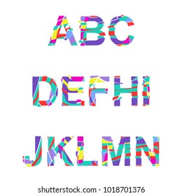 Bright character font set. Part 1. Vector illustration.