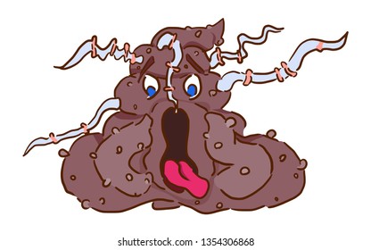 Bright Character Poop Worms Emotion Shock Stock Vector Royalty Free Shutterstock