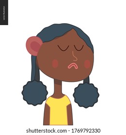 Bright characters portraits - hand drawn flat style vector design concept illustration of a sad girl, face and shoulders avatar. Flat style vector icon