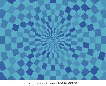 bright checkered circles on blue background