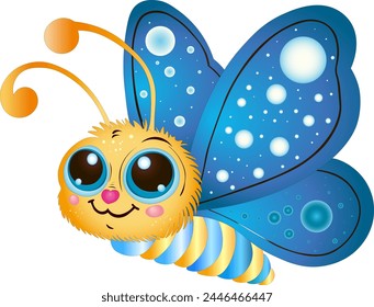 Bright, cheerful butterfly illustration in vector format, designed with kids in mind, radiating joy and color