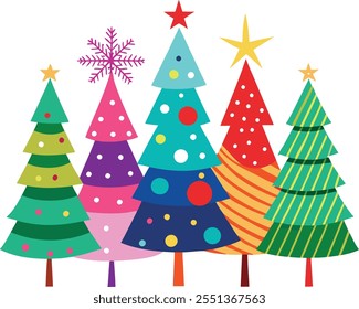 Bright and Cheerful Christmas Tree Graphics for Festive Designs
