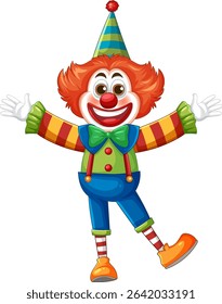 Bright, cheerful clown with vibrant colors and exaggerated features. Perfect for playful themes and children's content