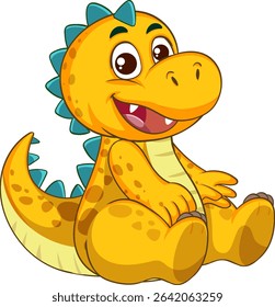 Bright, cheerful dinosaur illustration with vibrant colors and a friendly, playful style. Ideal for children's content and educational materials