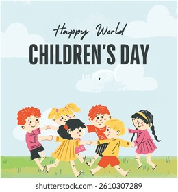 Bright, cheerful flyer celebrating children’s joy, unity, creativity, laughter, and dreams worldwide.