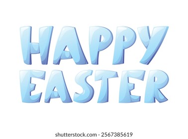 Bright and cheerful Happy Easter vector isolated text in cartoon font with a glossy, 3D effect. Perfect for holiday greeting cards, festive banners, posters, and seasonal social media designs.