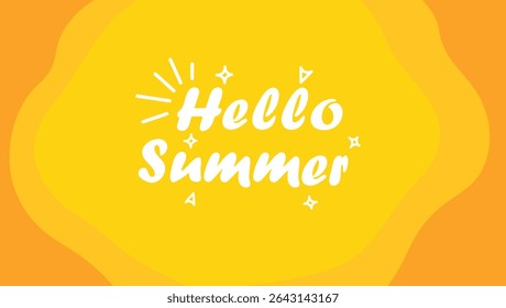 Bright and cheerful hello summer message with a vibrant yellow and orange color scheme design