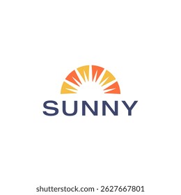 A bright and cheerful logo featuring a sun icon with the word "SUNNY"
