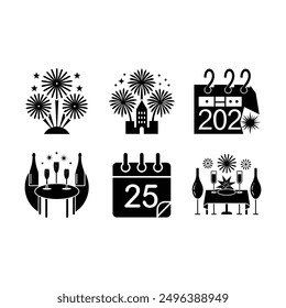 Bright and cheerful New Year vector illustration in cartoon, clipart, and line art design