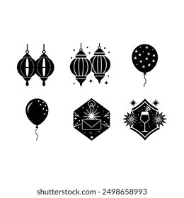Helle und fröhliche Neujahrsvektorgrafik in Cartoon, Clipart und Line Art Design