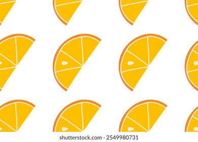 Bright and cheerful orange slices pattern on a white background showcasing fun and vibrant design